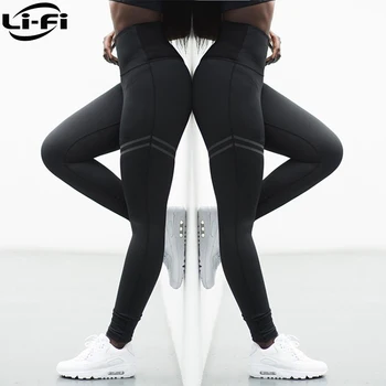 LI-FI med Hög Elastisk Fitness Leggings Tights Smal Kör Sportkläder Sport Byxor för Kvinnor Yoga Byxor i snabbtorkande Byxor Utbildning