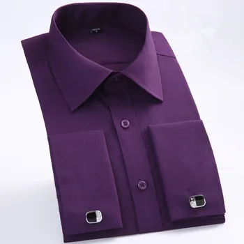 Lila fast Mode Skjortor av Hög kvalitet Långa ärmar Män Shirts Smal passform mjuk Formell Tillfälle Vackra skjortor Affärer