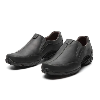 LINGGE Män Oxfords Äkta Läder Skor Sommaren Casual Skor Glida På Designer Män Loafers #521-3