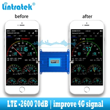 Lintratek 4G Signal Booster LTE 2600 mobiltelefon signalförstärkare 4G Internet Cellulära nätverk Repeater 70dB hög + 4g-antenn