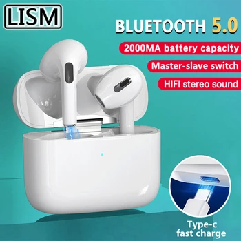 LISM Bluetooth-5.0 Trådlösa Hörlurar 2000mAh laddningsbox Hörlurar Stereo Sport Öronsnäckor Headset Med Mikrofon Officiell Klass
