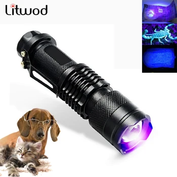 Litwod Z75 UV-Ficklampa Ultra Violett Ljus Med Zoom-Funktion Mini UV Black Light Pet Urin Fläckar Detektor Inspektion sedel