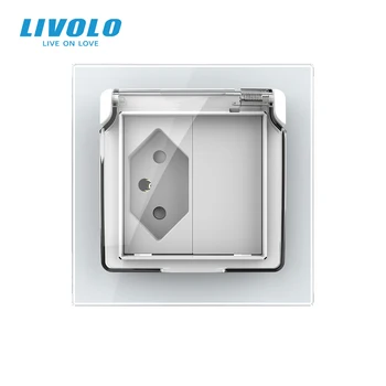 Livolo Swizss Standard Eluttag,Kristall Glas Panel,schweiz pluggar ,med Vattentäta Omslag,1/2 gäng pluggar