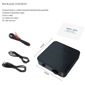 Ljud-Mottagare-Sändare för Bilen TV PC-Högtalare KN321 USB-Stereo Musik Trådlös Adapter 3,5 mm AUX Bluetooth-5.0