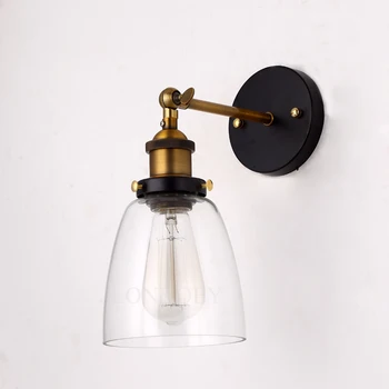 Loft Vintage Industriell Edison Vägglampa Klart Glas Lampskärm Antik Koppar Vägglampor För Rum Och Coffee Shop Korridoren