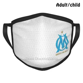 Logotyp Olympique Marseille Anti-Damm Återanvändbara Diy-Face Mask Marseille Frankrike Olympique Droit Bleu Mer Fots Fotboll Droit Au Men