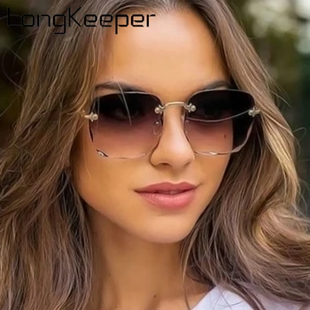LongKeeper Garnityr Överdimensionerade Solglasögon för Kvinnor Fashion Square Lutning solglasögon Lyx Varumärke Körning Nyanser för Damer UV400