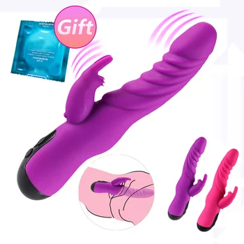 LoveTime G-Spot Rabbit Vibrator Dildo Vibrationer Dubbla Klitoris Stimulator Massager Orgasmer Kraftfull Masturbatio sexleksaker för Kvinnor