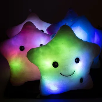 LREA vackra cojines Färgglada Stjärnor Lysande kudde Led-Ljus plysch leksak kudde Hot försäljning