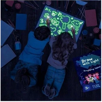 Lysande 3D-Ritning Styrelsen Med Ljus-Kul Fluorescerande Utveckla Leksak Graffiti ritbord för Barnen Eller Leksak A3 A4 A5