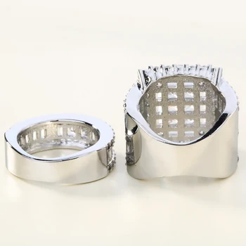 Lyx Mode Silver Färg 2 st Ring Set AAA+ CZ Cubic Zirconia förlovningsringar För Kvinnor Fördelning
