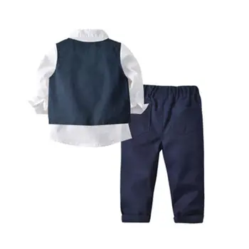 LZH 2021 Nya Höst Vinter barnkläder Vest Tröja Byxor Slips 4-Piece Suit ForBoys Kläder Barn Kläder 2 3 4 5 6 År