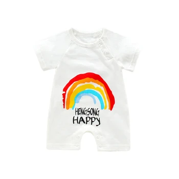 LZH Spädbarn Kläder för Baby Jumpsuits Tecknat Utskrift Bomull Sommaren Nyfött Barn och tjejer Flickor Killar Kläder för Barn Dräkt Baby Sparkdräkter