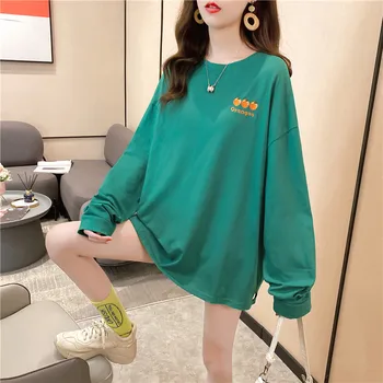 Lång Ärm T Shirt Kvinnor Hösten koreanska Elegant Lös Kvinnliga tshirts Mode Kläder 2020 Ny Vår Streetwear Kvinnor Toppar