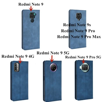 Magnetiska adsorption Pu Läder Telefonen Fall för Xiaomi Redmi Not 9 Pro 4G 5G Max 9s Retro Case Plånbok Företag Skyddande Lock