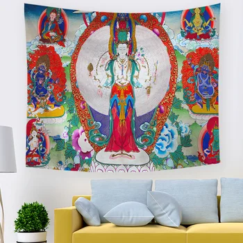 Mandala Buddha bonad att hänga på väggen filt väggmålning drop shipping heminredning vägg matta