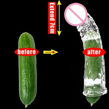 Manliga Förlänga Ärmen Penis Extender Kondomer Återanvändbara Dildo Enhancer Sexleksaker För Män Fördröja Utlösning Snopp Munstycke