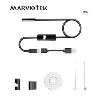 MARVIOTEK Endoskop 7mm Len USB-Android Endoskop Kameran Vattentät Orm Rör Mikro-USB-OTG Inspektion Borescope Bil Endoskop