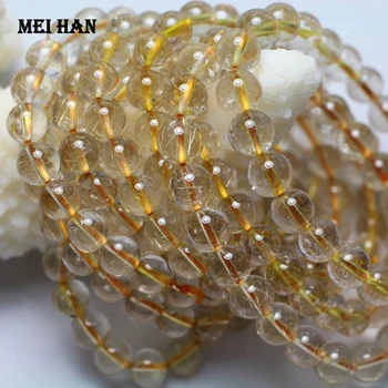 Meihan naturligt Gyllene Rutilated kvarts 7.5-8mm 8-8.8 mm (2 braceletes/set) slät rund lös sten pärlor för smycken gör
