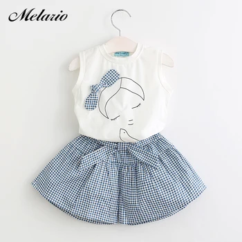 Melario Flickor Kläder Uppsättningar 2020 Nya Sommar Baby Flickor Kläder Stil Barn Kläder Uppsättningar Ärmlös T-skjorta+Shorts för Barn Passar