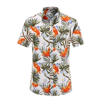 Mens Sommaren Beach Hawaiian Skjorta 2019 Nya Varumärket Kort Ärm Plus Size Blommiga Tröjor Män Avslappnad Semester Kläder 3XL