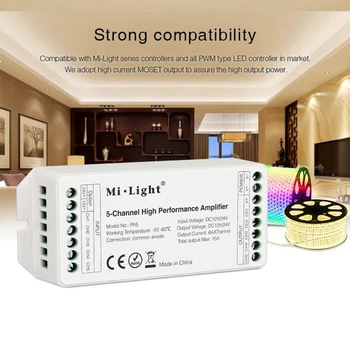 Milight MiBoxer PA5 5-Channel High Performance-Förstärkare För RGB-RGBW RGBWW RGB+CCT Led Strip Ljus DC12-24V