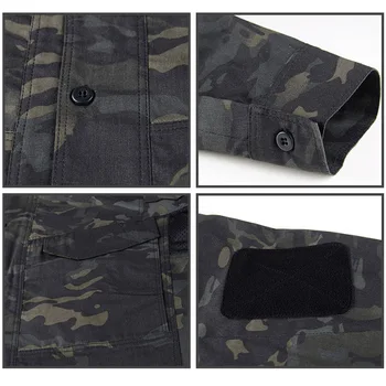 Militära Kamouflage Taktiska Shirt för Män långärmad utomhussporter Armé Slaget Combat Uniform BDU Shirt Jakt Vandring Shirts