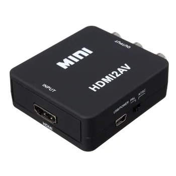 MINI HDMI till 3RCA CVBS Komposit Video Converter AV-Adapter TV VIDEOBANDSPELARE VHS DVD - (Svart)
