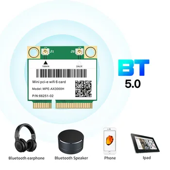 Mini PCI-E AX3000 Wi-Fi-6 Trådlös Adapter med Dubbla Band 2974Mbps Bluetooth-5.0 wi-fi trådlöst Lan-Kort 802.11 ax/ac 160Mhz 2.4 G/5G Wlan Windows10
