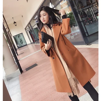 Mishow 2019 hösten och vintern ull päls kvinnliga Mid-Långa Nya koreanska temperament kvinnors populär ull päls MX17D9636