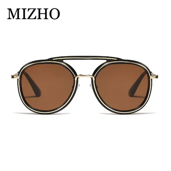 MIZHO Minus Reflektion Effekter Svart Unisex Solglasögon för Kvinnor Vintage Steampunk Designer COOL Kändis solglasögon Män Runt