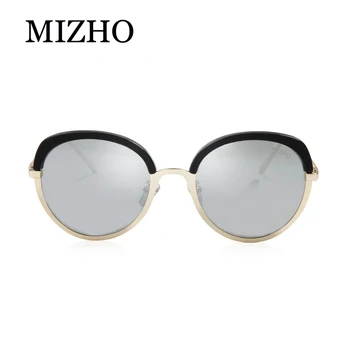 MIZHO Varumärke Framtida Koppar Metall Polariserade Solglasögon för Kvinnor Cat eye Spegel ROSA UV400 Ovala Glasögon Kvinna solglasögon Tydlig Visuell