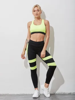 MM Kvinnors Mode Sy Cool Sport som Passar Yoga Set Gym Kläder snabbtorkande Hög Elasticitet Jogging Suit Topp och Leggings