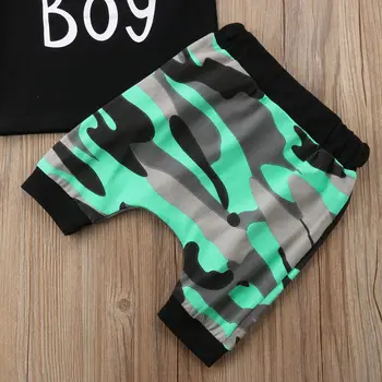 Mode Livliga Pojkar Kläder för Barn, Baby Boys Sommaren Kamouflage Kläder Kläder T-shirt, Toppar+Byxor 2PS Set