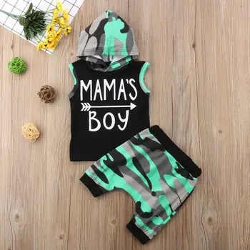 Mode Livliga Pojkar Kläder för Barn, Baby Boys Sommaren Kamouflage Kläder Kläder T-shirt, Toppar+Byxor 2PS Set
