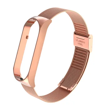 Mode Luxucy Mesh Strap Män Kvinnor Fritid Sport Watchbands För Xiaomi Mi-Band 5 Ersätter Stål Armband Med Ram