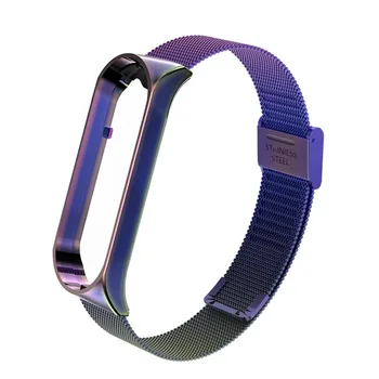 Mode Luxucy Mesh Strap Män Kvinnor Fritid Sport Watchbands För Xiaomi Mi-Band 5 Ersätter Stål Armband Med Ram