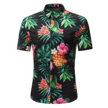 Mode Mens Kort Ärm Beach Hawaiian Skjorta Sommaren Casual Blommig Leopard Tryckt uxury Tröjor Mens Sommaren Brand Kläder