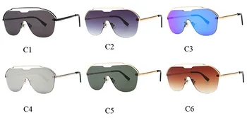 Mode Trend Överdimensionerade Solglasögon för Kvinnor solglasögon Onepiece Vindtät Solglasögon UV400 Mujer Ramlösa Oculos Retro Solglasögon