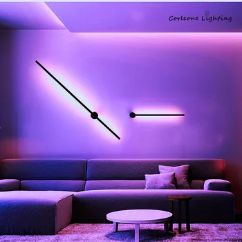 Modern LED vägglampa Nordiska RGB Färgglada Ljusreglering Line Wall Lampor till Vardagsrum Soffa Bakgrund Vägg Ljus Sovrum Vägg Skans