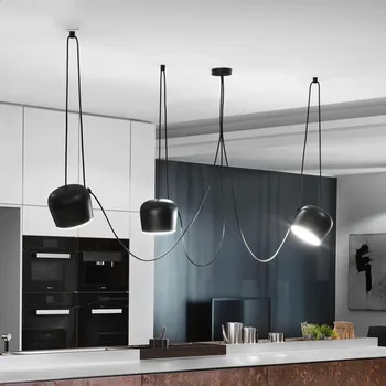 Modern Svart Trumma Mål Taklampa LED Aluminium Hanglamp vardagsrum kök fixtur suspension armatur för belysning taklampa