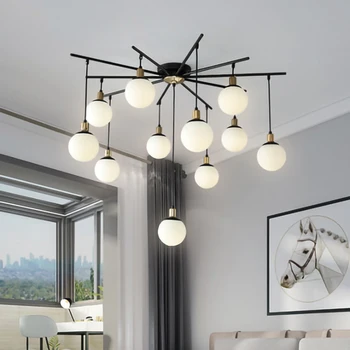 Modern taklampa i glas bollen lampor magic bean kristallkronor Nordiska designer personlighet kreativa LED lyster för vardagsrummet