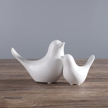 Moderna, enkla Nordiska minimalistisk söt svart och vit keramik fågel kreativa små prydnader mjuk heminredning tillbehör