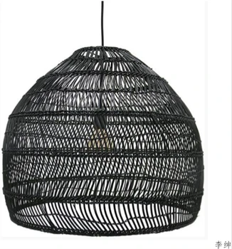 Moderna Hand-vävd Bambu LED Taklampa Vintage Vardagsrum Hängande Lampor för Hem Inredning Industriell Belysning