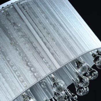 Moderna kortfattat sätt kristallkronor armatur home deco vardagsrum tyg lampshape LED E14 glödlampa lampa i ljuskrona