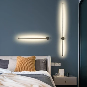 Moderna LED-minimalistisk vägg ljus Vardagsrum TV bakgrunden långa arm vägglampa Kreativ atmosfär svart vägg skans