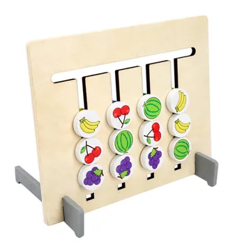 Montessori Leksak Färger och Frukter Dubbelsidig Matchande Spel Logiska Resonemang Utbildning Barn Pedagogiska Leksaker för Barn i Trä Leksak