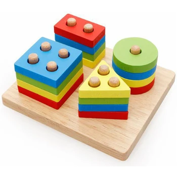 Montessori Leksaker Pedagogiska träleksaker för Barn Tidigt Lära sig att Utöva praktisk förmåga Geometriska Former Matchande Spel