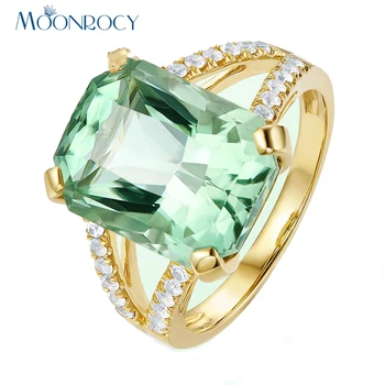 MOONROCY Drop Shipping Mode Cubic Zirconia Överdrift Fyrkantig, Grön Kristall Romantiskt Bröllop Ringar för Kvinnor Part Eller