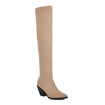 MORAZORA 2020 nya ankomst kvinnor över knä stövlar spetsig tå glider på en smal Sträcka stövlar high heels party prom skor-kvinna